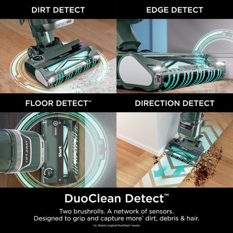 Detect Pro Lift Away ADV Bagless Upright Vacuum with DuoClean Detect and HEPA Filter sensor demonstration on hardwood floor.