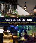 Outdoor lighting setup for stairway, garden, and walkway using 12 Volt 7 Watt T5 Landscape Light Bulbs Pack Of 10 Clear Wedge
