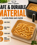 Hassle Free Air Fryer Liners Disposable Parchment Paper Silicone Coated Nonstick Bpa Free Oil Proof Heat Resistant To 450F with fries.