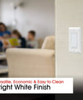 Single Rocker Wall Plate Cover 1 Gang White With Screws Included, Easy DIY Light Switch Upgrade, installed on beige wall.