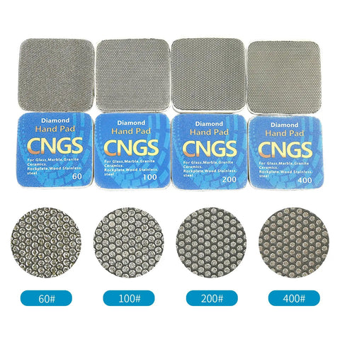 Diamond Hand Polishing Pads Set 60 100 200 400 Grit for Tile Stone Marble Glass Soft Grinding Pads for Edge Surface
