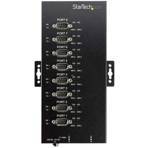 Heavy Duty 8 Port Serial Hub USB To RS232 RS422 RS485 Adapter Rock Solid Industrial DB9 Converter interface ports view