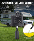 12V DC Gasoline Fuel Pump With Auto Sensor For Generators in front of an RV, showcasing automatic fuel level monitoring and precise control.