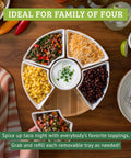 Slick Ceramic Taco Lazy Susan Featuring Six Deep Bowls And A Silky Swivel Base for taco toppings and dips.