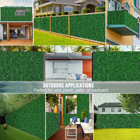 Artificial Boxwood Roll Panels 48x120 Inches Cover 40 Sq Ft UV Resistant Faux Ivy Leaves Privacy Fence Screen DIY Friendly