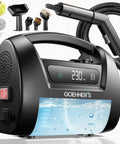 Upgraded Handheld Steam Cleaner For Home And Car Detailing At 230 Degrees F With 3.5 Bar High Pressure And 13 Foot Cord For Cleaning Grout And Hard To Reach Spots In Your Vehicle Or House Quick Heat Portable Steamer visible with multiple attachments and ergonomic design.
