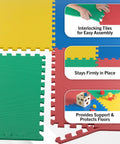 Interlocking EVA Foam Floor Tiles 8 Pack, 32 Sq Ft Kid Friendly Playroom And Home Gym Padding in multicolor installation view