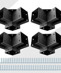 Heavy Duty Pergola Corner Brackets For 4 By 4 Posts Three And A Half Inch Powder Coated Steel 3 Way 90 Degree Angle with bolts