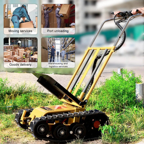 Ultra Heavy Duty Electric Stair Climbing Dolly With 880 Lb Capacity And 360 Degree Turn Swivel on grass, perfect for moving and lifting.