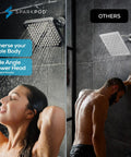 High Pressure Rain Shower Head Upgrade to Boost Your Shower Game, Easy Tool Free Install, adjustable 8 inch in use