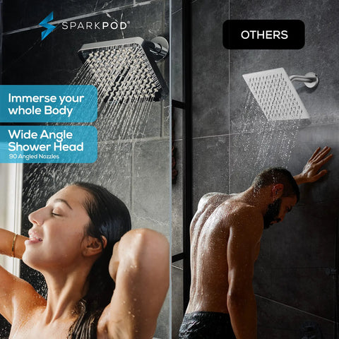 High Pressure Rain Shower Head Upgrade to Boost Your Shower Game, Easy Tool Free Install, adjustable 8 inch in use