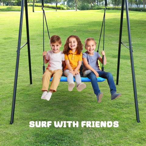 Heavy Duty Backyard Swing Set Built Tough With 440Lb Capacity, Sturdy A Frame Metal Stand, 60 Inch Platform Swing For Outdoor Play