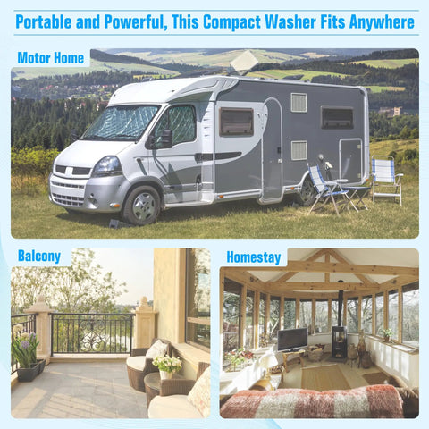 Game Changing Portable Washer And Dryer Combo Featuring An 18 Pound Twin Tub Setup Built To Crush Daily Dirt In Small Spaces Like Dorm Rooms Rvs And Trailers While Rolling Out Silver Ion Freshness With Zero Sweat in a motorhome setting.