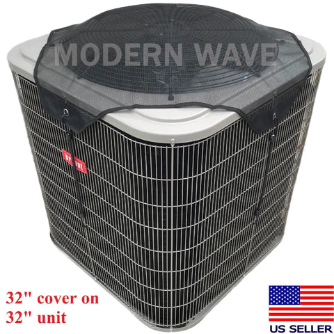 Central Air Conditioner Cover For Outside Units 32 By 32 With Adjustable Bungee Cords And Heavy Duty Mesh Top On AC Unit