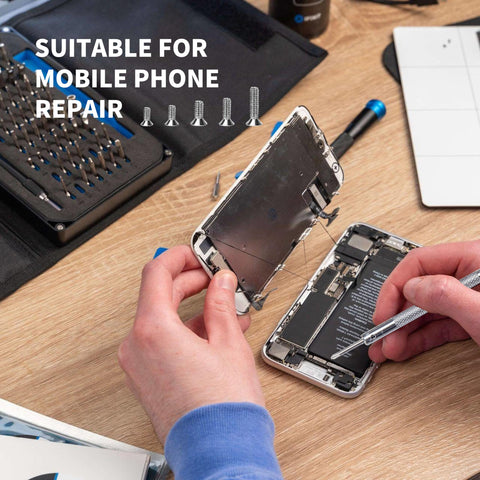 Fixing phone with 500 Pcs Tiny Laptop Screw Set M1.2 M1.4 M2 Crosshead Mini Screws For DIY Electronics And Computer Repairs, in use.