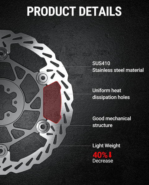 Beefy 220mm Front Disc Brake Rotor With 6-Hole Mount 2.3mm Thick Stainless Steel And Aircraft Aluminum Core For MTB E Bike Use Fits Talaria Sting MX3 MX4 Sur Ron Light Bee X LBX Segway X160 X260 Front, showing material details and structure.