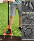 39 Inch Lawn Aerator With 15 Industrial Grade No 45 Steel Spikes, Manual Yard Aerator Tool for breaking compacted soil