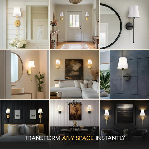 Modern Wireless Wall Sconces Set Of Two in various living spaces, showcasing stylish gold design and functional lighting.