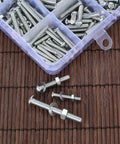 720 Piece Nuts And Bolts Kit With Carbon Steel M3 M4 M5 Screws Nuts And Washers in a storage case on wooden surface
