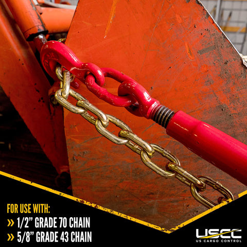 Close-up of Heavy Duty Ratchet Load Binder Set Four Pack For Flatbed Trailer Or Truck With Thirteen Thousand Pounds