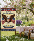250th Anniversary Fourth Of July Garden Flag With Bald Eagle And American Flags Banner for yard porch patio lawn decor.