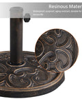 Heavy Duty Round Antiqued Umbrella Base for Outdoor Patio All Weather Bronze Stand 22 Lb Resin and Iron Construction Built to Last