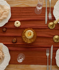 Rustic Fall Thanksgiving Table Runner Terracotta Cheesecloth Weave 120 Inches Long Hand Dyed Soft Cotton Gauze Farmhouse Centerpiece with decor.