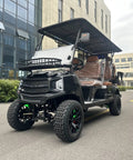 2026 Model 4 Plus 2 Seater Electric Golf Cart With 48V Lithium Ion Battery Long Range And 14 Inch Off Road Tires Solid Black side view on street