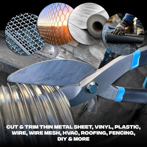 Heavy Duty 10 Inch Straight Cut Tin Snips With No Sweat Comfort Grip Handle For Cutting Aluminum Sheet Metal Roofing Ductwork And Iron Pro Workhorse Shears That Slice Clean