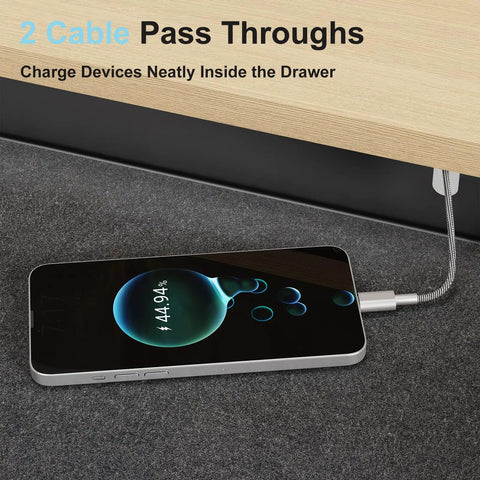 Smartphone charging inside under desk drawer with full extension ball bearing slides 20.1 inch carbon steel slide out storage
