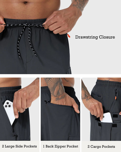 Quick Dry Cargo Shorts For Men With Stretch Lightweight Hiking Shorts With Five Pockets No Lining Dark Gray All Day Comfort