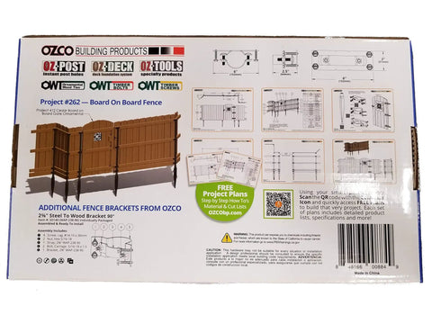 WAP-OZ Fence Brackets 12 Pack With Fasten-Ready Hardware Pre-Inserted Wood Screws And Carriage Bolts Galvanized Steel box