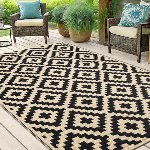 Waterproof Outdoor Rug 5x8 Ft Reversible Plastic Straw Pattern Patio Camping Mat For Outdoor And Indoor Use Built To Last