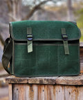 Deluxe Rockhound And Rock Mining Kit For Pros And Hobbyists 15 Piece Set with green musette bag on wooden surface