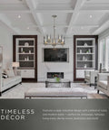 Five Head Modern Farmhouse Chandelier LED Silver Light Fixture For Kitchen Dining Room Living Room Dope Illumination with sofas.