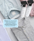 Straight Up Game Changer Travel Size Wrinkle Remover And Static Cling Eliminator With Fresh Linen Scent Quick Fix Odor Killer For Shirts And Pants Two Pack on display with dress shirts.