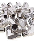 Nickel Brass 90 Degree Barb Elbow Hose Fitting Five Eighth Inch Inner Diameter One Quarter Inch Male NPT Thread 200 Piece Pack