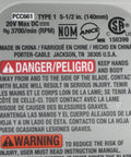 PCC661 20V Max Porter Cable 5.5 Inch Circular Saw Bare Tool safety label with warnings in multiple languages.