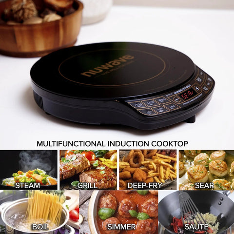 Portable Induction Cooktop With Shatter Proof Ceramic Glass Surface, 12 Inch Cooking Zone, Gold Finish, multifunctional use