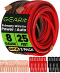 8 Gauge CCA Ground Wiring Kit 25 Ft Each Red And Black Jacket 3 In 1 Ground Battery Cable With 15 Lugs And 20 Heat Shrink Wrap