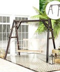 Heavy Duty A-Frame Porch Swing Stand For Outdoor Use Free-Standing Wooden Swing Frame With 660 Lb Capacity Fits Most Swings