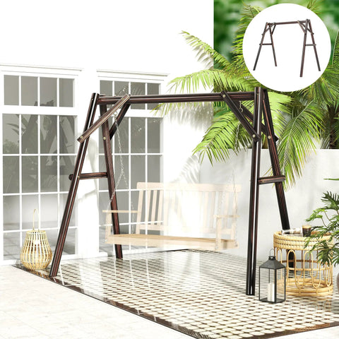 Heavy Duty A-Frame Porch Swing Stand For Outdoor Use Free-Standing Wooden Swing Frame With 660 Lb Capacity Fits Most Swings