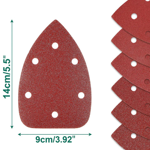 Triangular Detail Sander Sandpaper Set For Oscillating Multi Tool 60 Piece Assorted Grits 60 80 100 120 180 240 Six Hole Dust Collection 3.92 Inch Fit Great For Woodworking Projects Pro Grade DIY Friendly