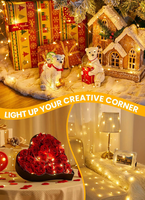 Twinkle Lights With Remote Control 8 Modes And Timer 66 Feet Of 200 LED USB Powered Copper String Lights Waterproof in holiday decor