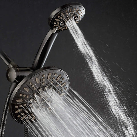 Oil Rubbed Bronze 7 Inch Premium High Pressure 3 Way Rainfall Shower Head Combo With 72 Inch Hose Six Settings Rain Shower Head And Matching Handheld Use Separately Or Together For Lux Spa Quality shower heads with water flow