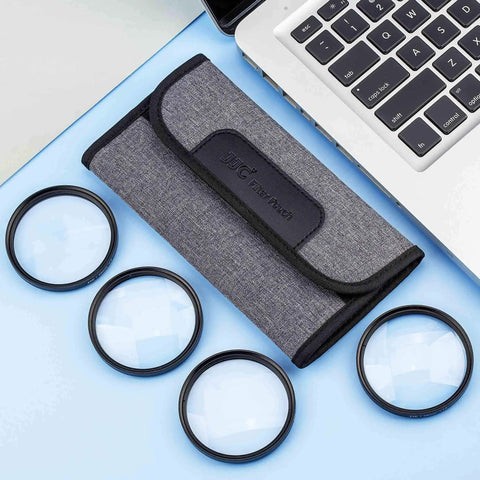 58mm Macro Close-Up Filter Set With +2 +4 +8 +10 Diopters For Close-Up Photography, Includes Pouch, On Desk
