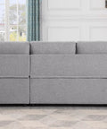 Back view of Straight Up Comfy 82 Inch Sectional Sofa Bed With Hidden Storage Chaise Drawer And Easy Pull Out Sleeper Frame.