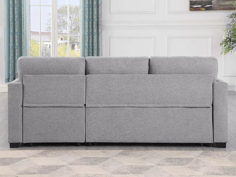 Back view of Straight Up Comfy 82 Inch Sectional Sofa Bed With Hidden Storage Chaise Drawer And Easy Pull Out Sleeper Frame.