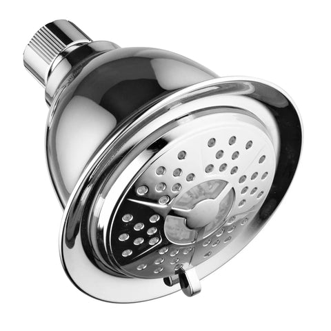 All Chrome 3 Way LED Shower Head And Handheld Combo With Air Jet Turbo Pressure Boost Nozzles Color Changing LEDs Reacting To Water Temperature Powered By Running Water No Batteries Needed Use Heads Separately Or Together For Maximum Shower Power