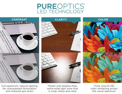 LED gooseneck floor lamp lighting effects: contrast, clarity, and color; enhances reading and home office tasks.